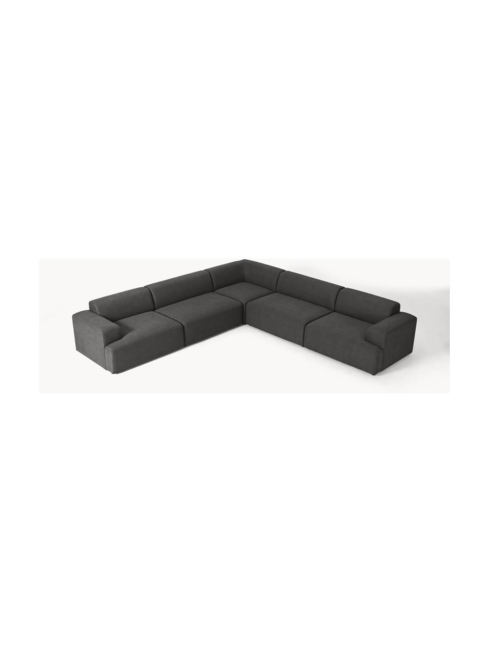 Canapé d'angle XL Melva, Tissu anthracite, larg. 458 x prof. 220 cm