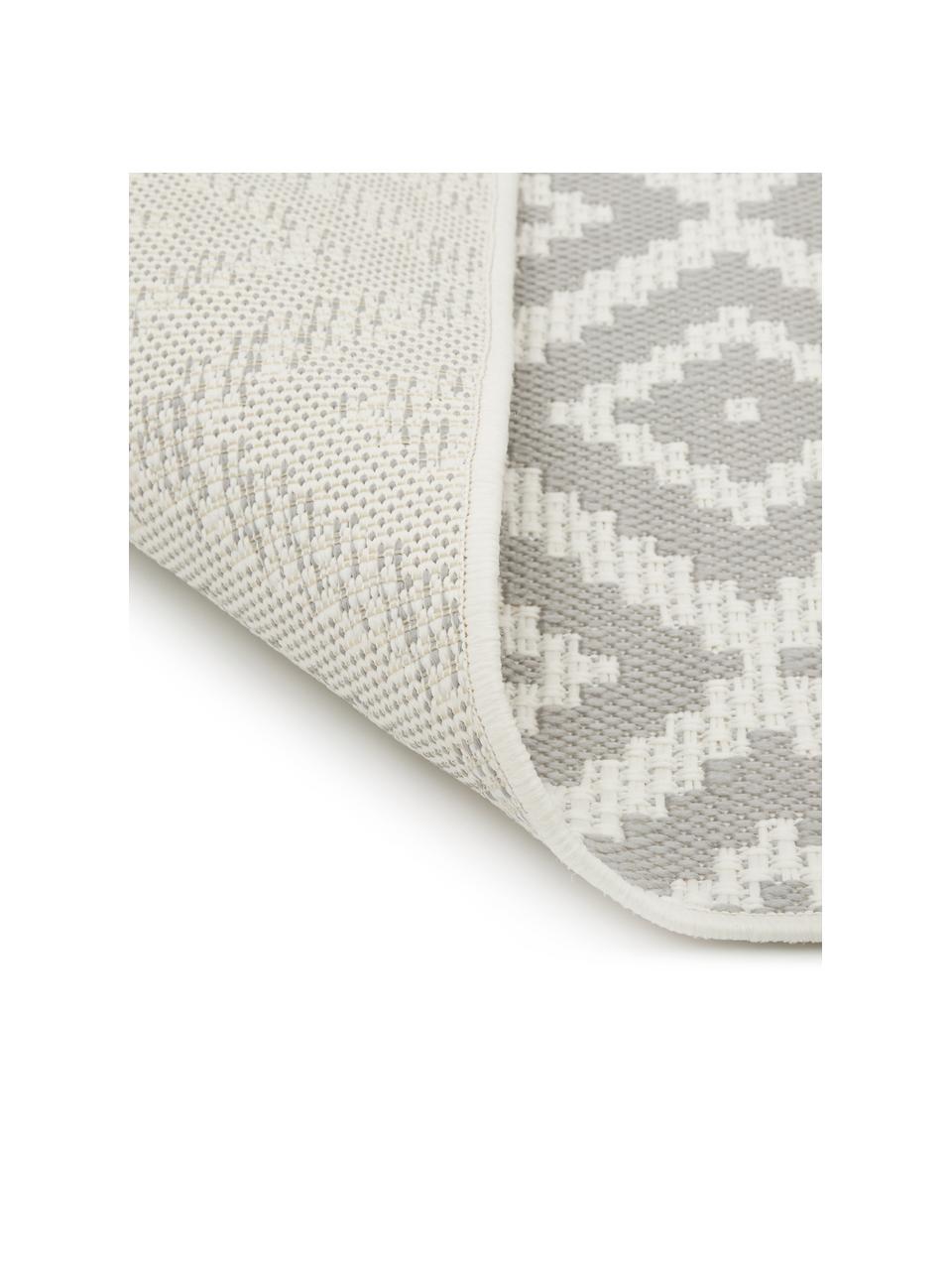 In- & outdoor vloerkleed Miami, 70% polypropyleen, 30% polyester, Grijs, wit, B 80 x L 150 cm (maat XS)