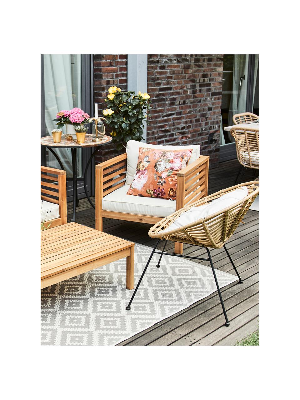 Tapis d'extérieur Miami, 86 % polypropylène, 14 % polyester, Gris, blanc, larg. 200 x long. 290 cm (taille L)
