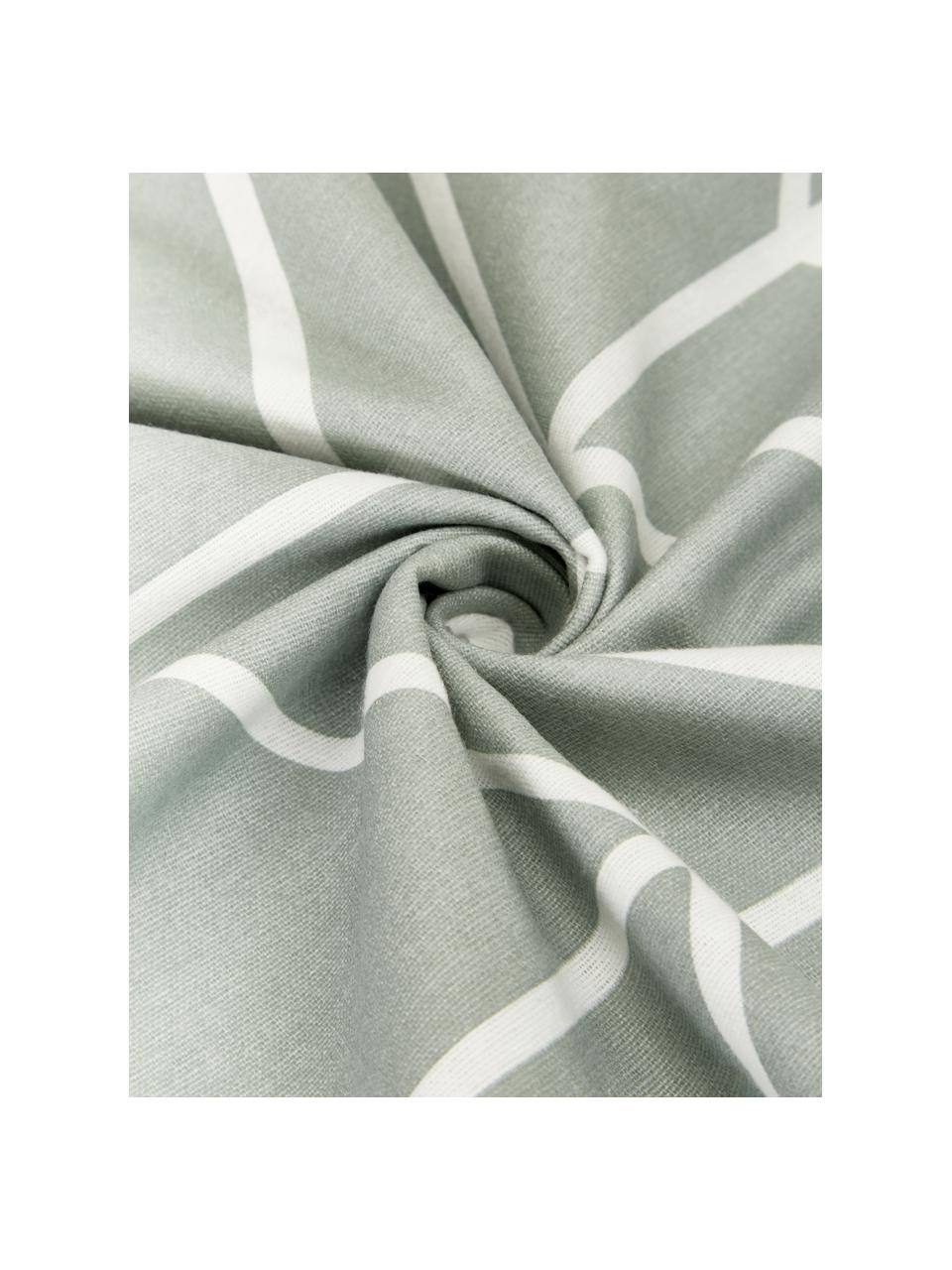 Flanelová obliečka na vankúš so vzorom Yule, 2 ks, Šalviovozelená, biela, Š 40 x D 80 cm