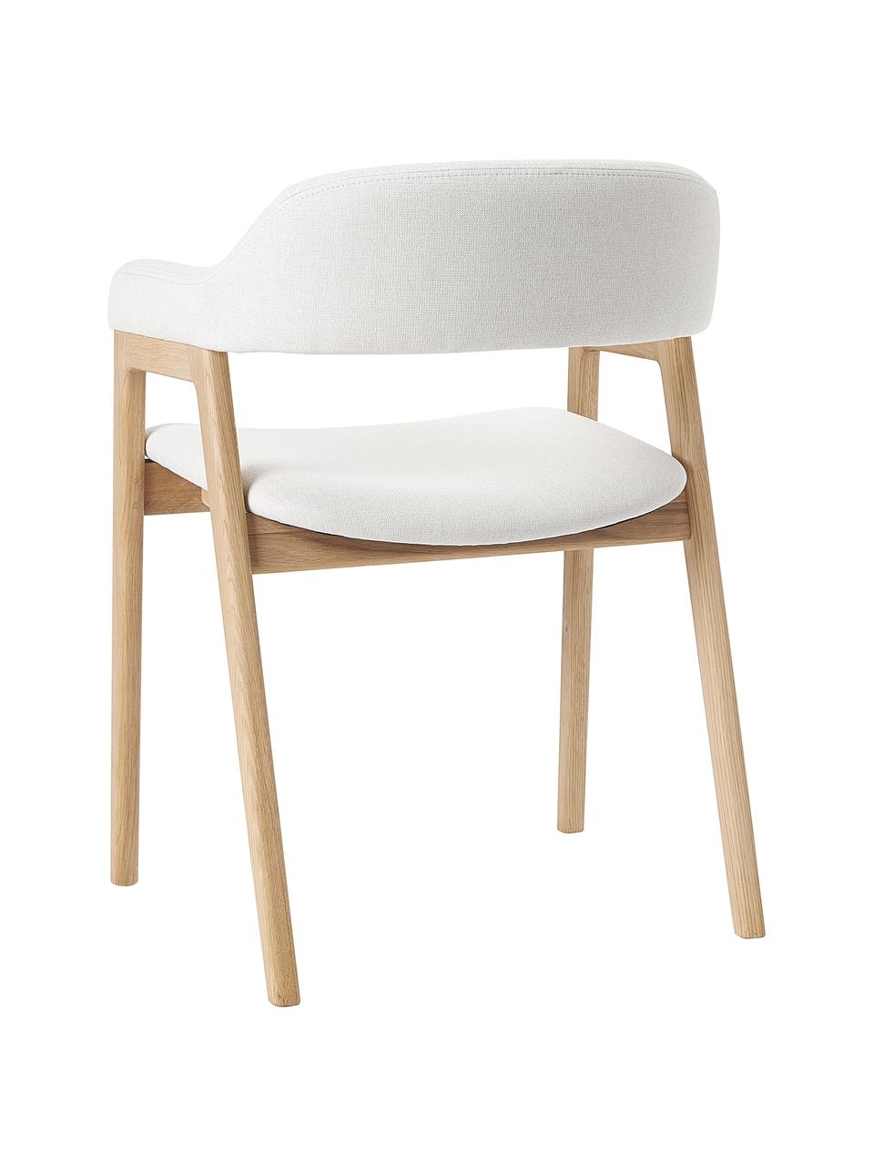 Silla con reposabrazos de madera Santiano, Tapizado: 100% poliéster Alta resis, Estructura: madera contrachapada, Patas: madera de roble maciza, Tejido beige, An 58 x F 58 cm
