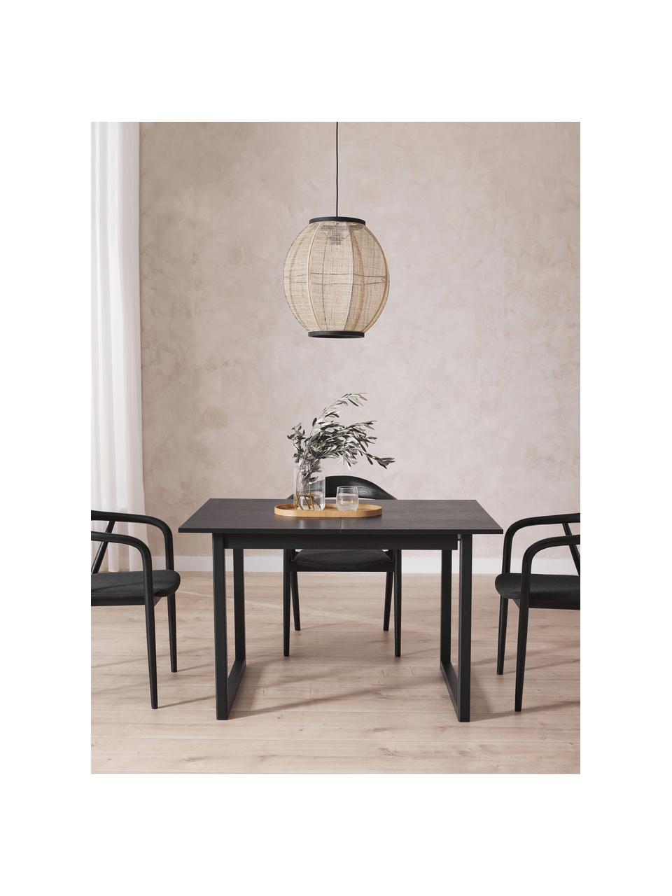 Uitschuifbare eettafel Calla, verschillende formaten, Tafelblad: MDF met gelakt eikenhoutf, Poten: gelakt massief eikenhout, Zwart gelakt eikenhout, B 120 tot 160 x D 90 cm