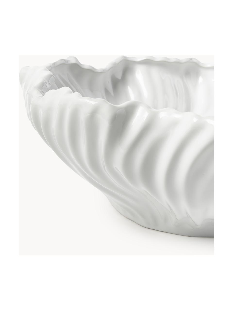 Deko-Schale Milazzo mit geriffeltem Twist, Steinzeug, Weiß, B 40 x H 15 cm