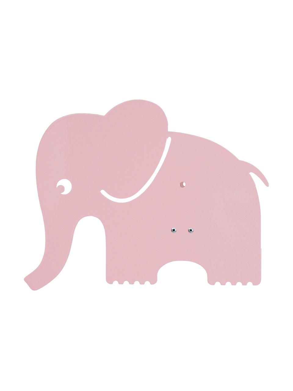 Wandleuchte Elephant mit Stecker, Metall, pulverbeschichtet, Helles Rosa, B 33 x H 29 cm