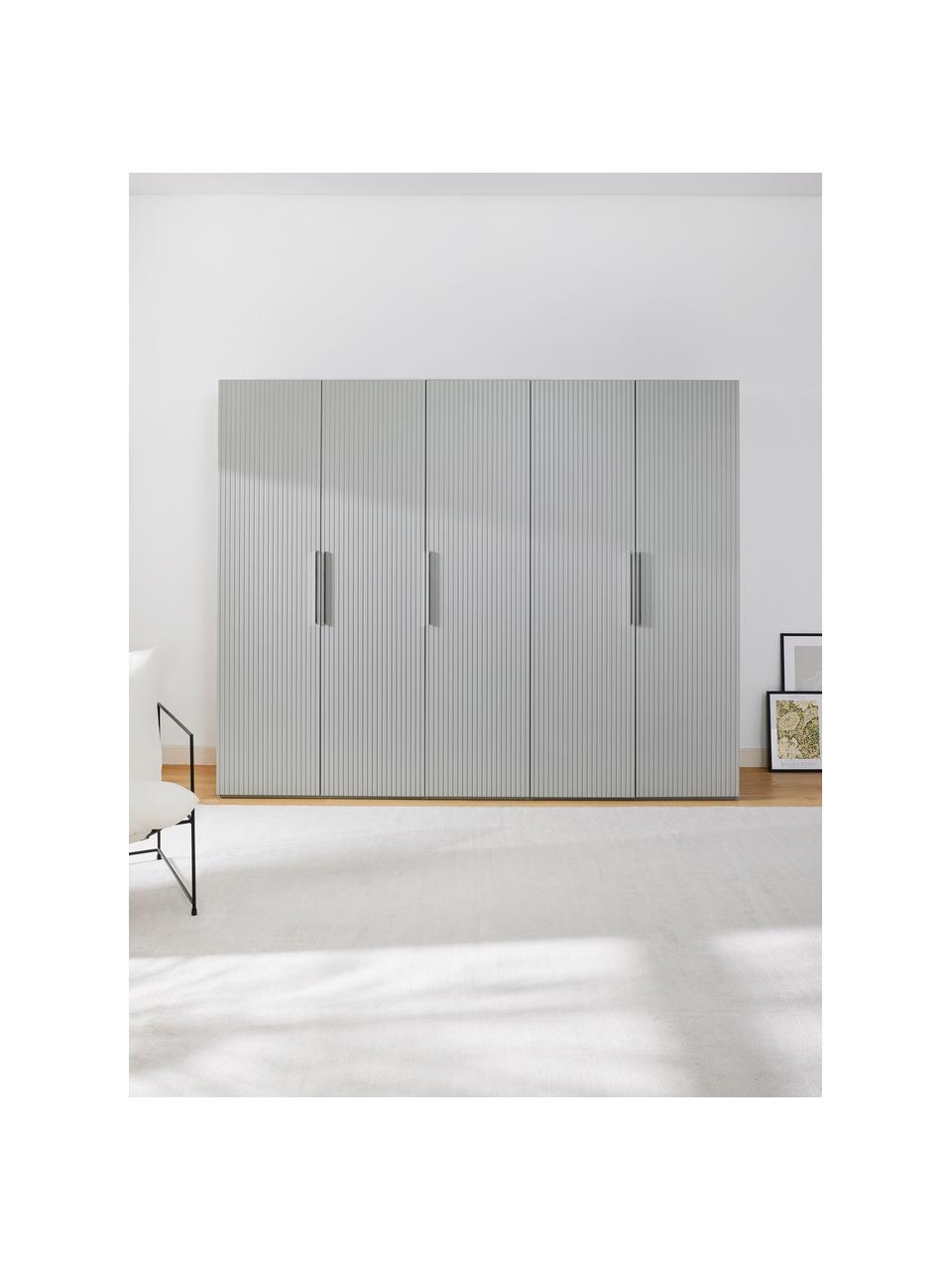 Modularer Drehtürenschrank Simone, 250 cm Breite, mehrere Varianten, Korpus: Spanplatte, melaminbeschi, Holz, Grau, Basic Interior, B 250 x H 200 cm