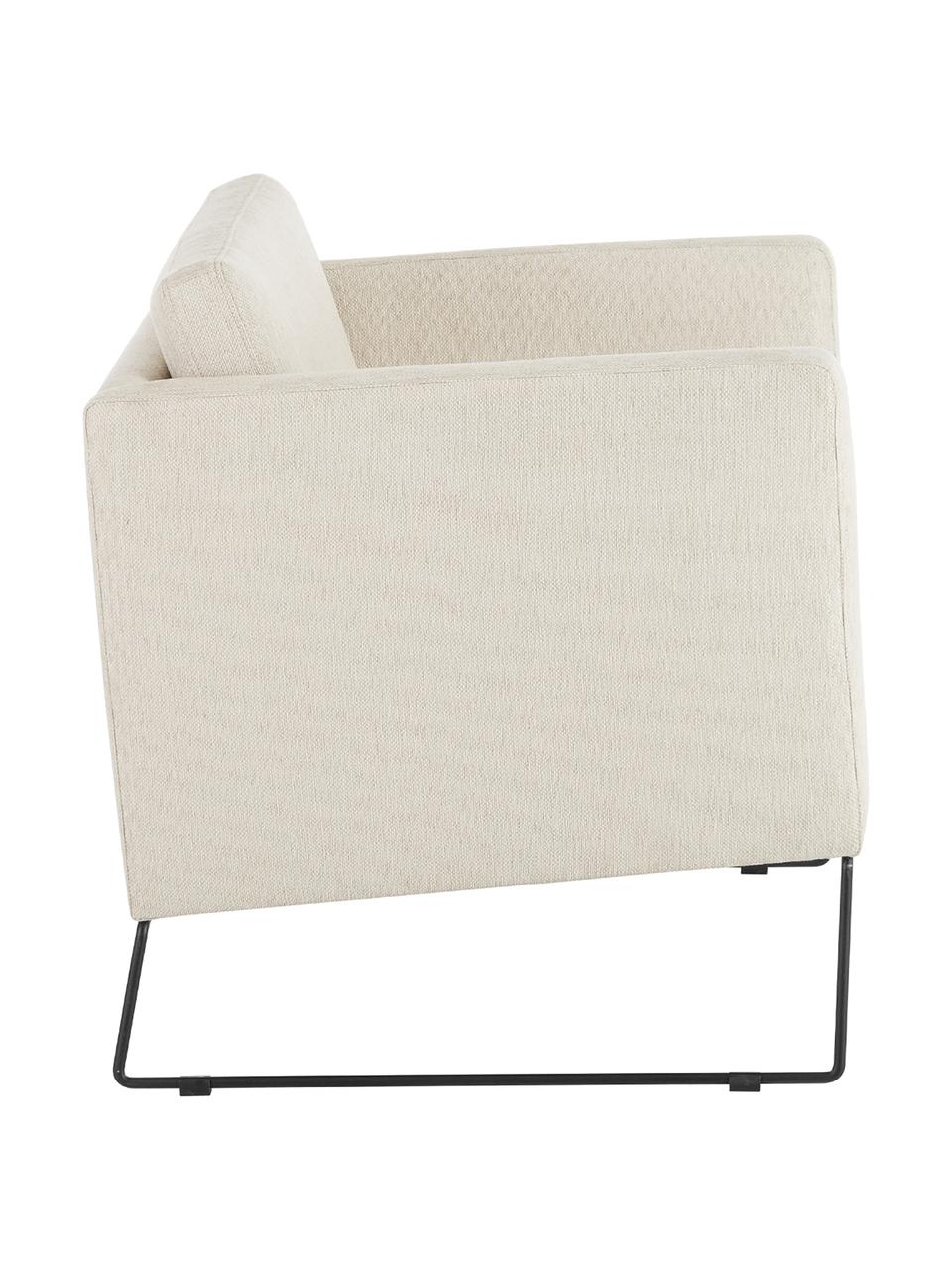 Fauteuil classique pieds en métal Milo, Tissu beige, larg. 63 x prof. 75 cm