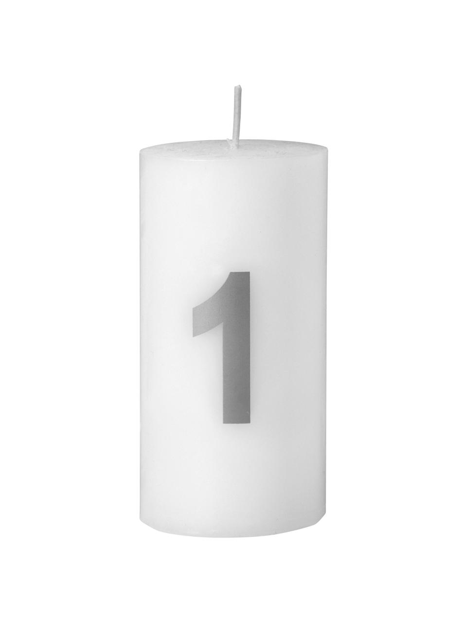 Set candele d'avvento Avvento, 4 pz., 95% cera paraffinica, 5% cera di soia, Bianco, argento, Ø 5 x A 10 cm