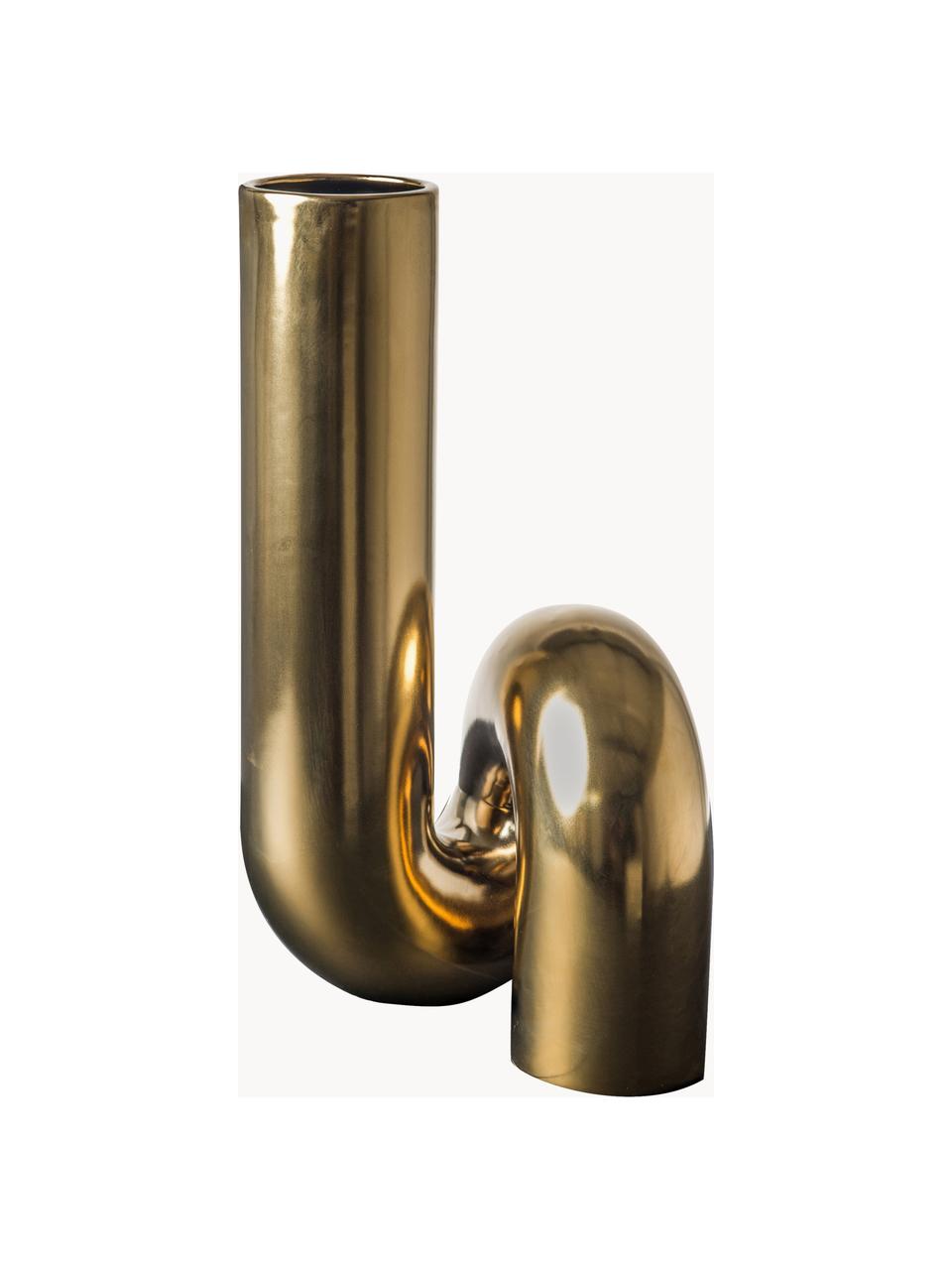 Dizajn váza YourTube, V 37 cm, Keramika, Odtiene zlatej, Ø 20 x V 37 cm