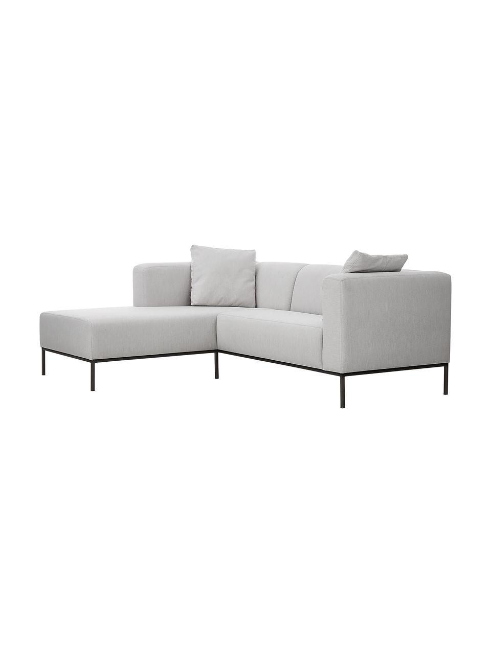 Ecksofa Carrie mit Metall-Füßen, Bezug: Polyester 50.000 Scheuert, Gestell: Spanholz, Hartfaserplatte, Füße: Metall, lackiert, Webstoff Grau, B 222 x T 180 cm, Eckteil links