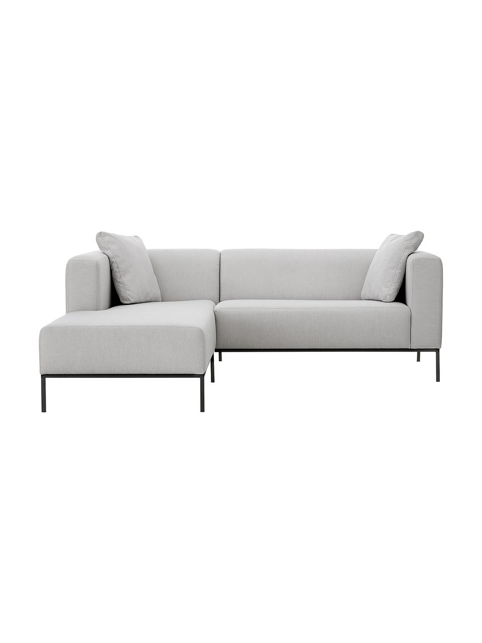 Ecksofa Carrie mit Metall-Füßen, Bezug: Polyester 50.000 Scheuert, Gestell: Spanholz, Hartfaserplatte, Füße: Metall, lackiert, Webstoff Grau, B 222 x T 180 cm, Eckteil links