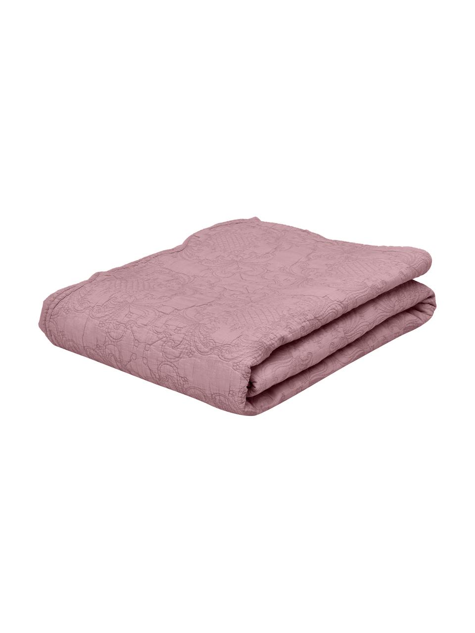 Bestickte Tagesdecke Madlon, Bezug: 100% Baumwolle, Lila, B 180 x L 250 cm (für Betten bis 140 x 200 cm)