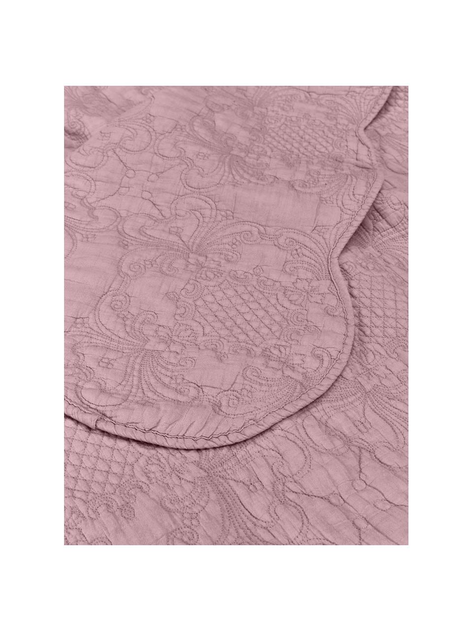Copriletto ricamato in cotone viola Madlon, Rivestimento: 100% cotone, Lilla, Larg. 180 x Lung. 250 cm (per letti da 140 x 200 cm)