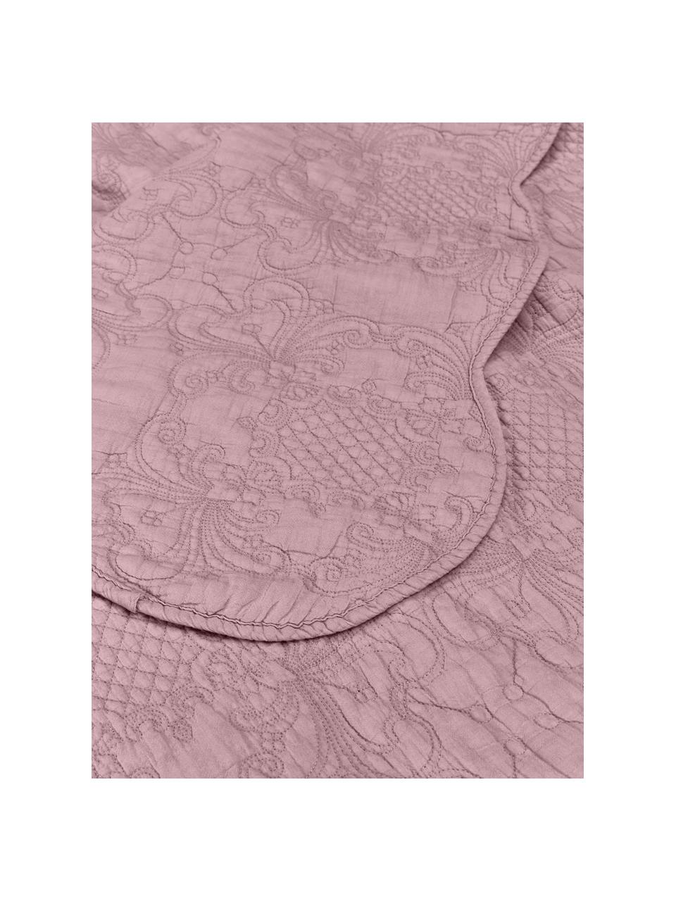 Geborduurde bedsprei Madlon van katoen in lila, Bekleding: 100% katoen, Lila, B 180 x L 250 cm (voor bedden tot 140 x 200)
