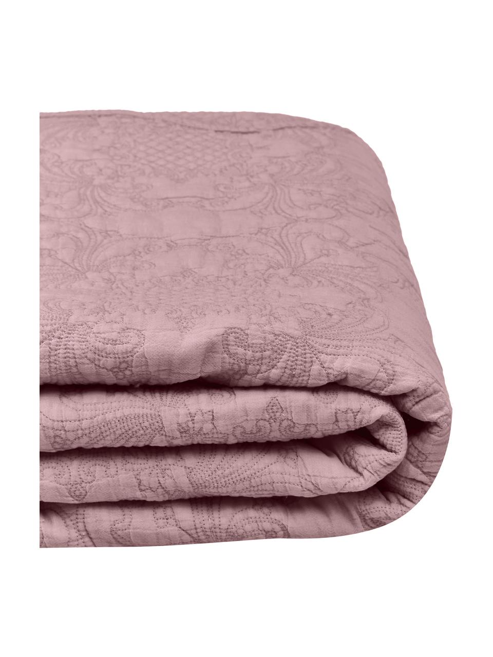 Geborduurde bedsprei Madlon van katoen in lila, Bekleding: 100% katoen, Lila, B 180 x L 250 cm (voor bedden tot 140 x 200)