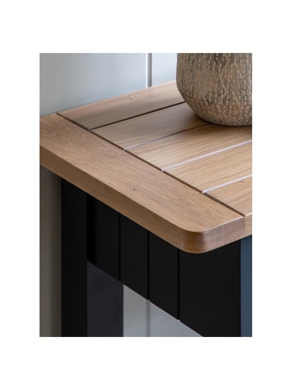 Ručně malovaný dřevěný konzolový stolek Eton, Dubové dřevo, antracitová, Š 140 cm, V 80 cm