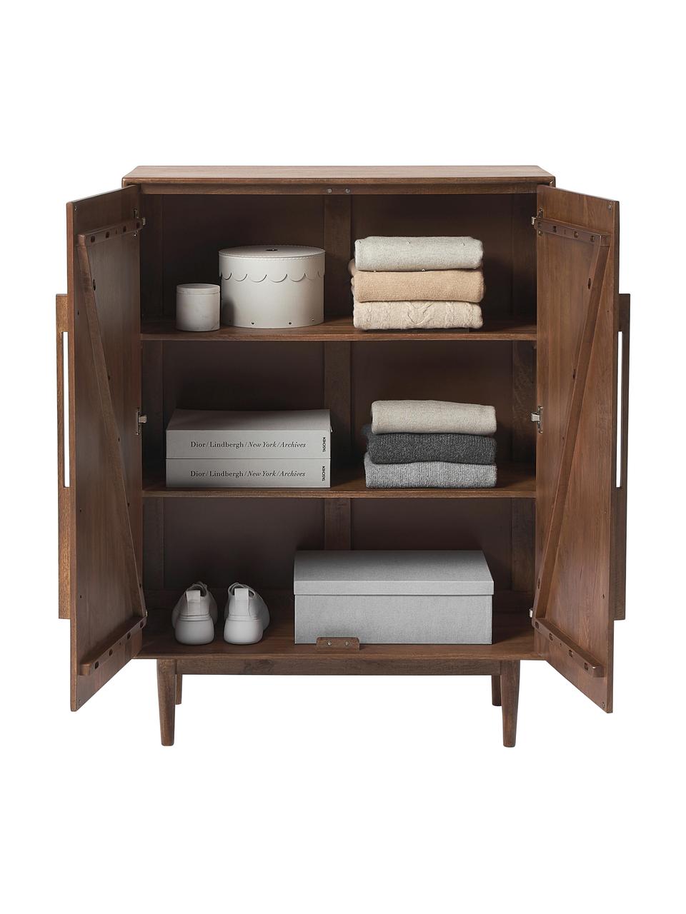 Credenza in legno massiccio di mango Paul, Legno di mango, Larg. 100 x Alt. 135 cm