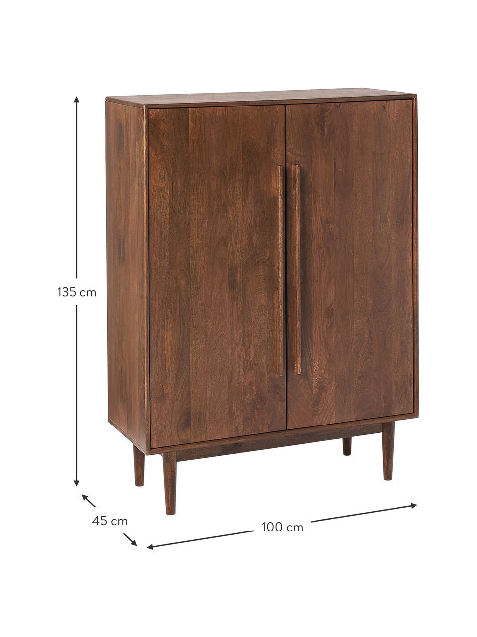 Chiffonnier de madera de mango maciza Paul, Parte trasera: tablero de fibras de dens, Madera de mango, An 100 x Al 135 cm