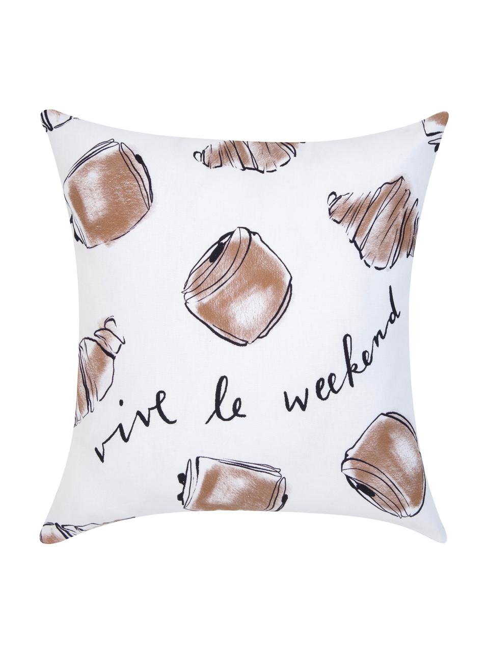 Poszewka na poduszkę Croissant od Kery Till, 100% bawełna, Biały, brązowy, S 40 x D 40 cm