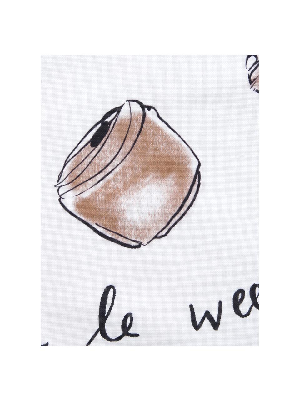 Design kussenhoes Croissant van Kera Till, 100% katoen, Wit, bruin, B 40 x L 40 cm