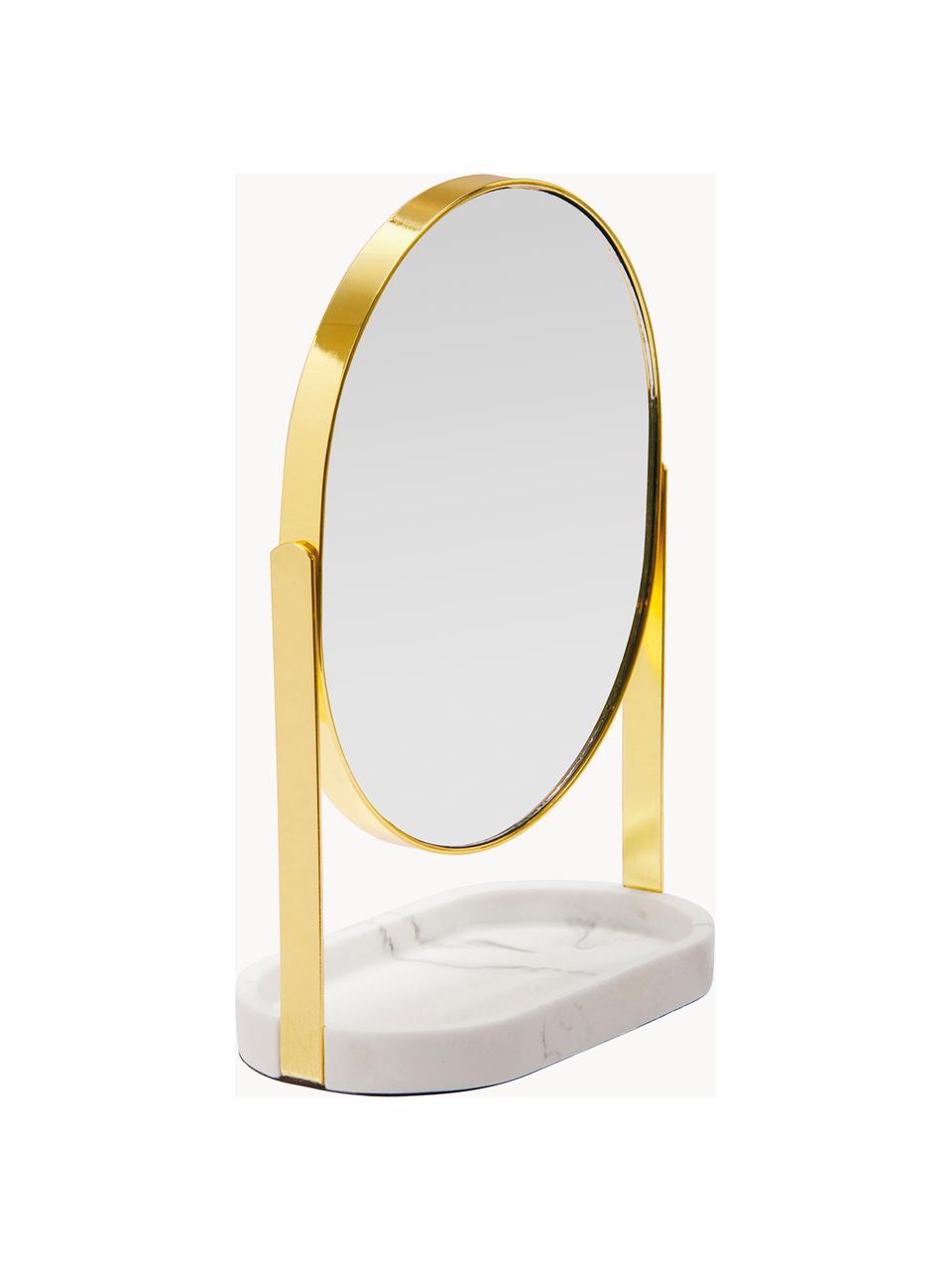 Miroir grossissant de salle de bain Bello, Doré, blanc, larg. 18 x haut. 26 cm