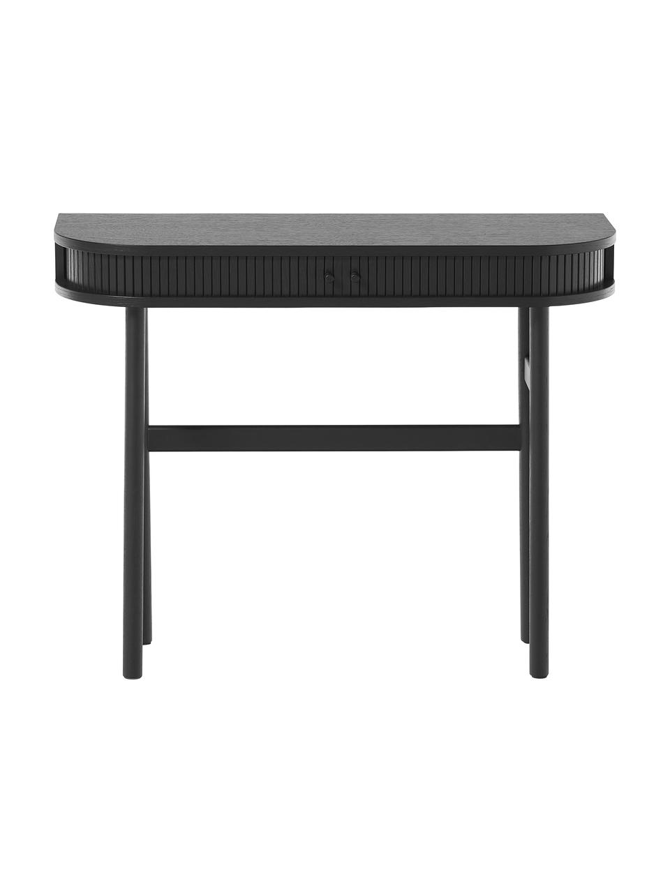 Consola Calary, Estructura: fibras de densidad media , Patas: madera de roble maciza, Negro, An 100 x Al 80 cm