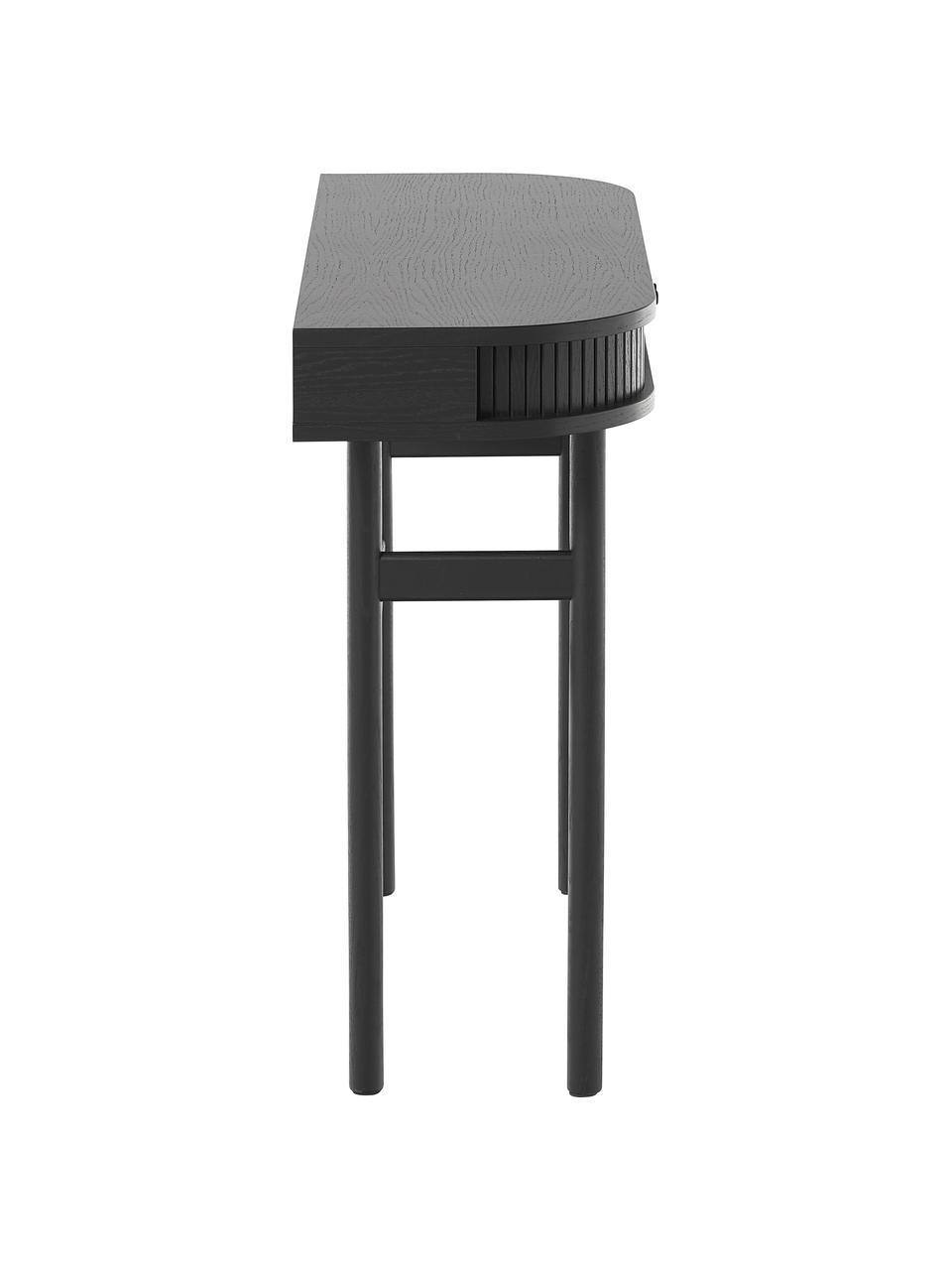 Consolle con frontale scanalato Calary, Gambe: legno massiccio di querci, Nero, Larg. 100 x Alt. 80 cm