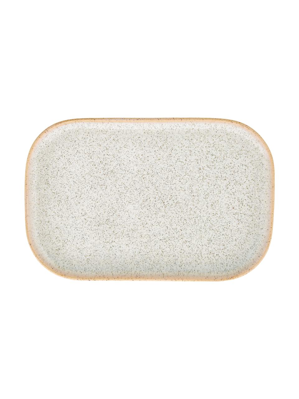 Ręcznie wykonany komplet półmisków z kamionki Addison, 3 elem., Kamionka, Odcienie beżowego, biały, D 23 x S 15 cm