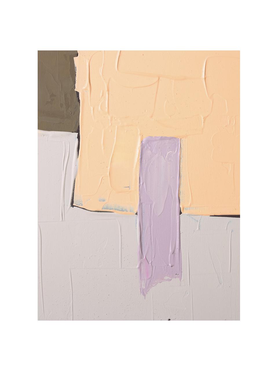 Gerahmtes Leinwandbild Olivia, Bild: Leinwand, Farbe, Rahmen: Eschenholz, Braun, Rosa, Cremefarben, B 100 x H 120 cm