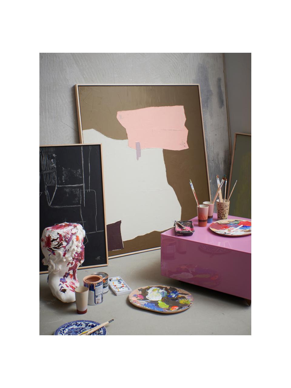 Gerahmtes Leinwandbild Olivia, Bild: Leinwand, Farbe, Rahmen: Eschenholz, Braun, Rosa, Cremefarben, B 100 x H 120 cm