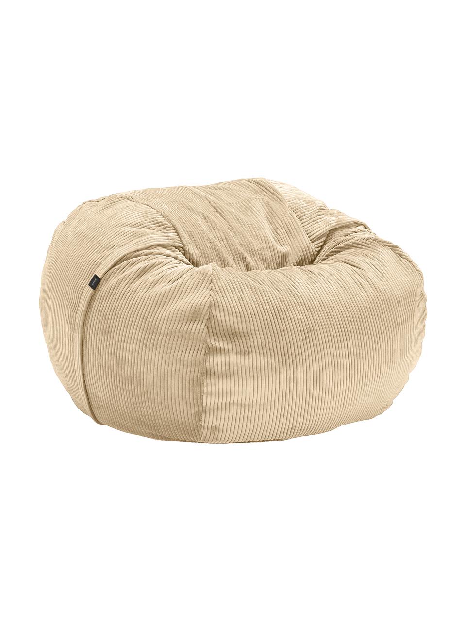 Cord-Sitzsack Velours, Bezug: 88% Nylon, 12% Polyester , Beige, Ø 110 x H 70 cm