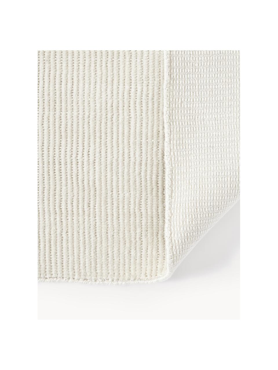 Handgewebter Kurzflor-Läufer Willow, 100% Polyester, GRS-zertifiziert, Cremeweiss, B 80 x L 250 cm