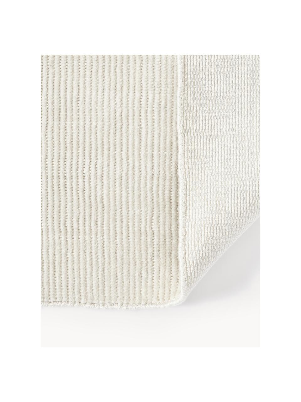 Handgeweven laagpolige loper Willow, 100% polyester, GRS-gecertificeerd, Crèmewit, B 80 x L 250 cm