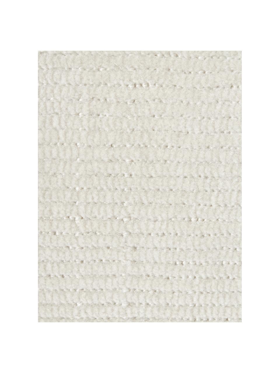 Handgeweven laagpolige loper Willow, 100% polyester, GRS-gecertificeerd, Crèmewit, B 80 x L 250 cm