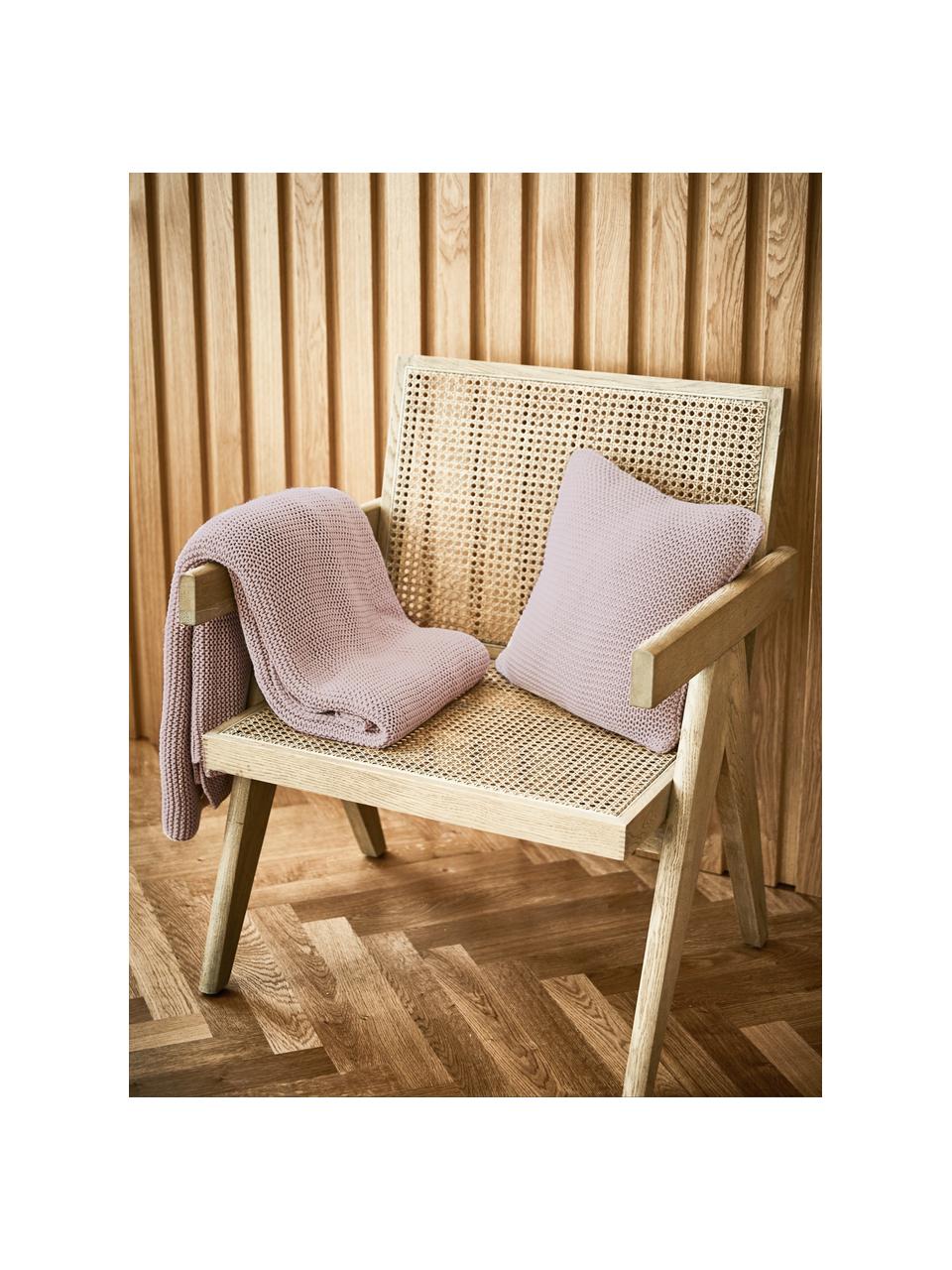 Pletený poťah na vankúš z bavlny Adalyn, 100 % organická bavlna, certifikát GOTS, Staroružová, Š 40 x D 40 cm