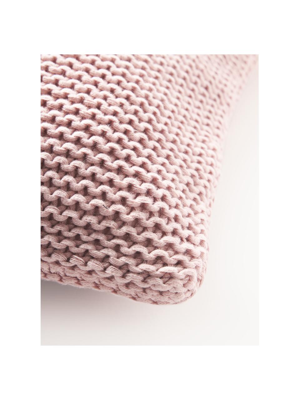 Housse de coussin en tricot de coton bio Adalyn, 100 % coton bio, certifié GOTS, Rose pâle, larg. 40 x long. 40 cm