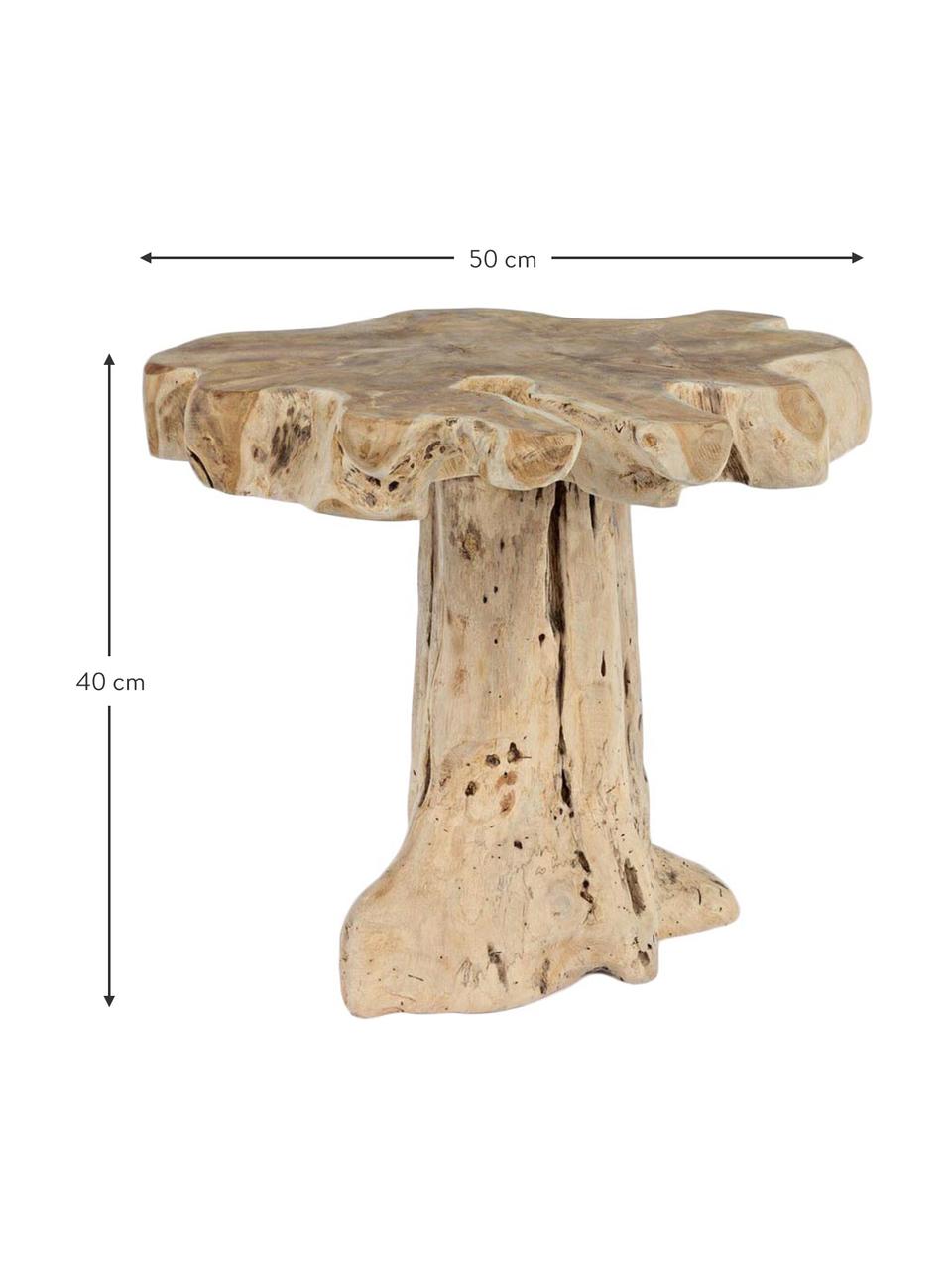 Pomocný stolík z tíkového koreňa Kavir, Tíkový koreň, prírodný, Svetlohnedá, Ø 50 x V 40 cm