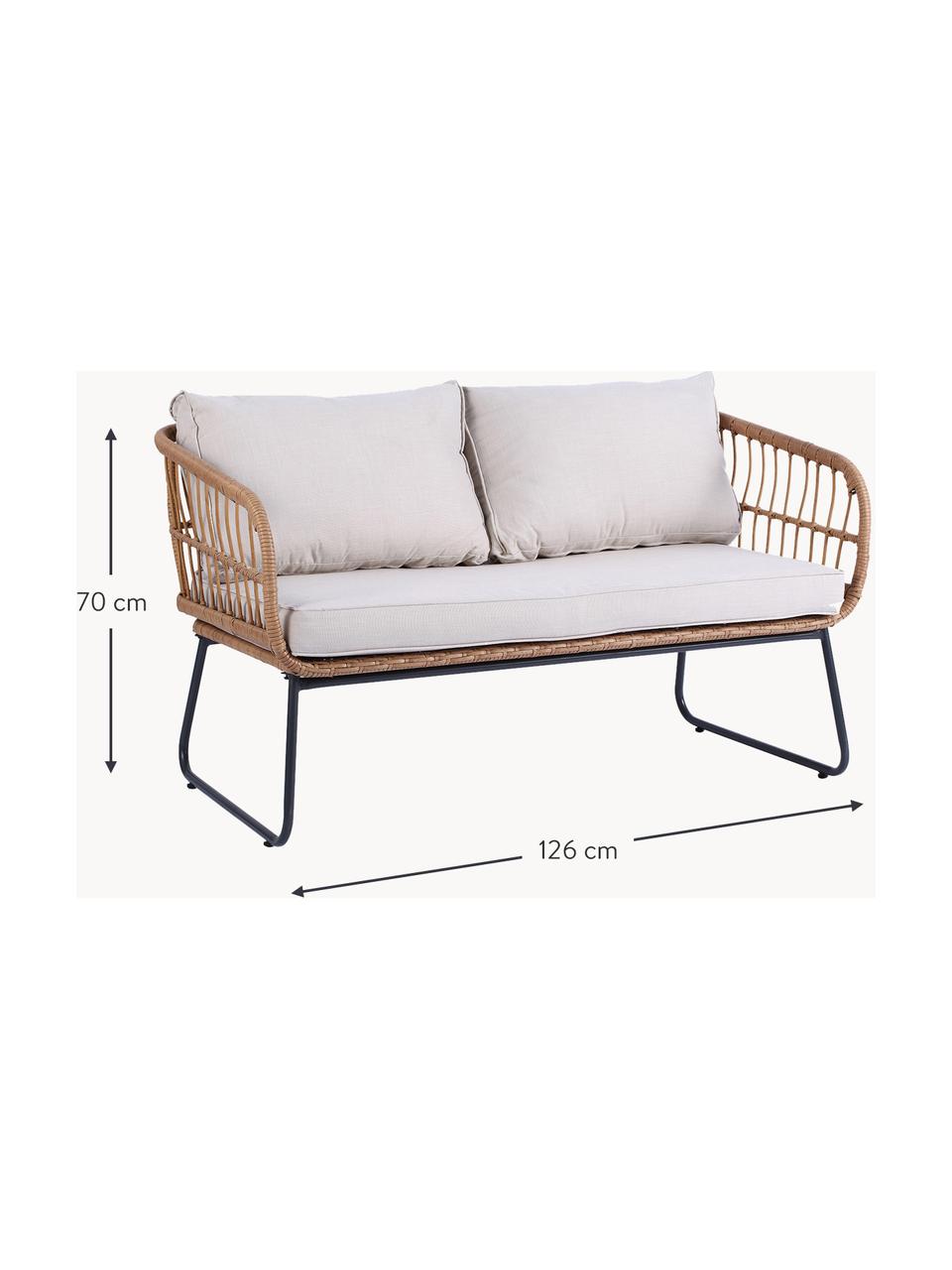 Canapé lounge de jardin Le Bonom Vistdal, Tissu beige clair, beige, larg. 126 x prof. 70 cm