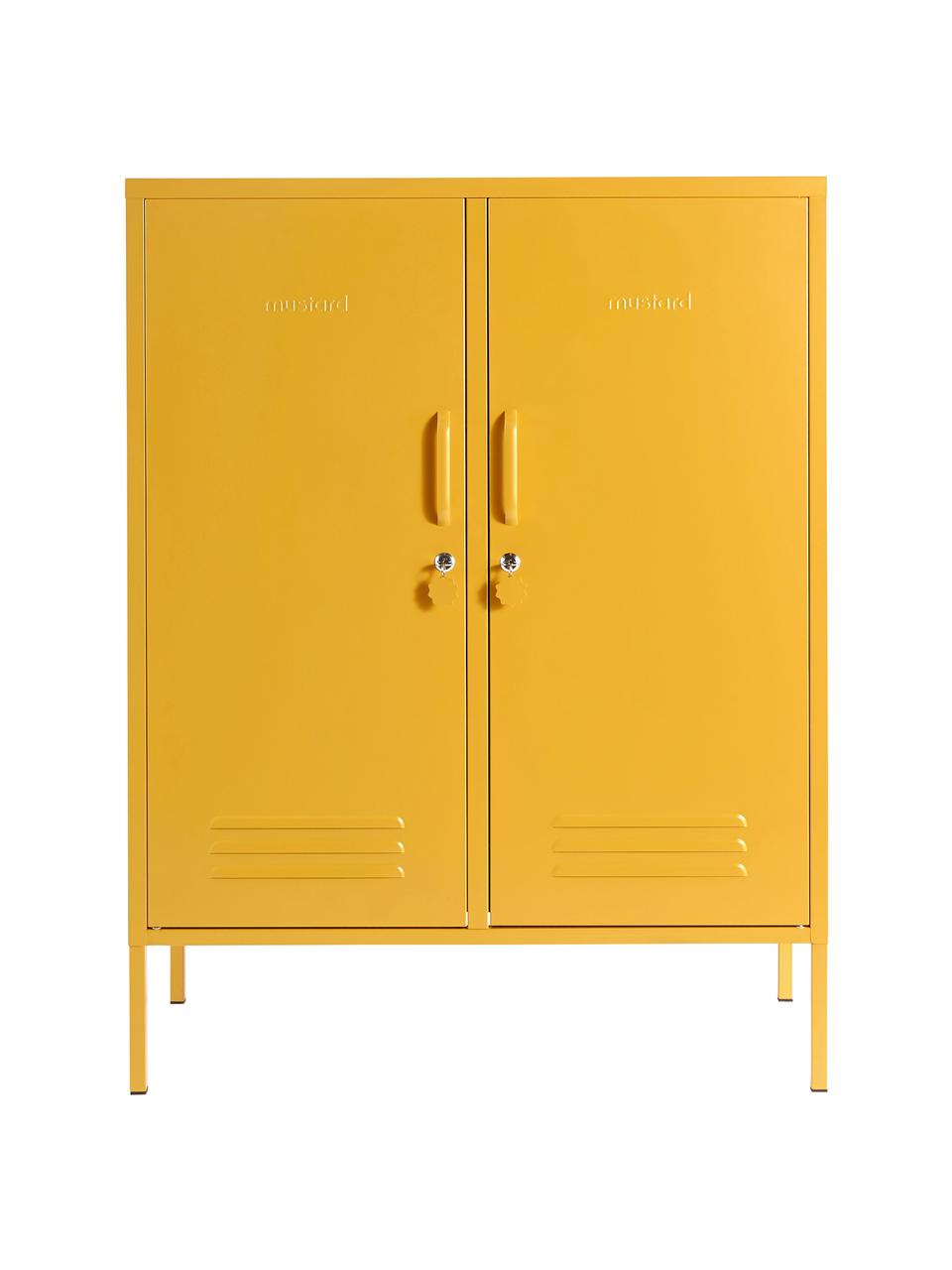 Chiffonnier de metal Midi, Acero con pintura en polvo, Amarillo mostaza, An 85 x Al 111 cm