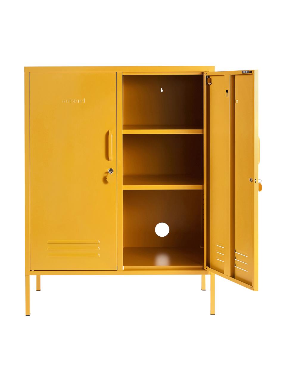 Szafka z metalu Midi, Metal malowany proszkowo, Musztardowy, S 85 x W 111 cm