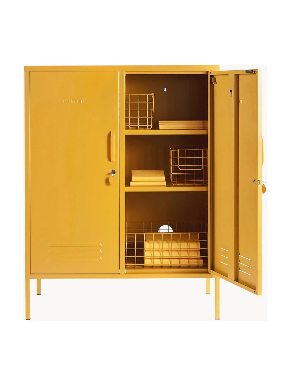 Credenza alta in metallo The Midi, Acciaio verniciato a polvere, Giallo senape, Larg. 85 x Alt. 111 cm