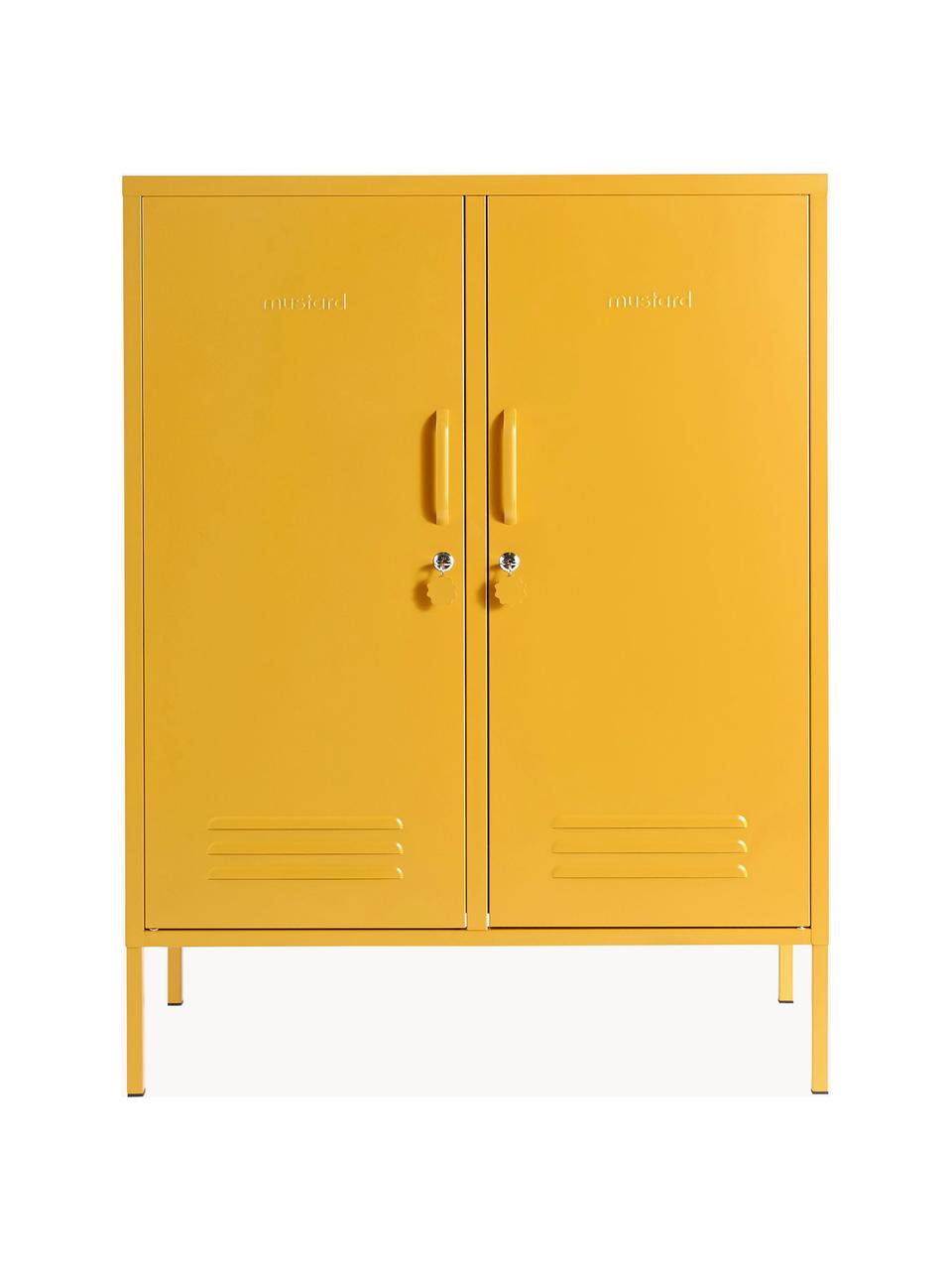 Credenza alta in metallo The Midi, Acciaio verniciato a polvere, Giallo senape, Larg. 85 x Alt. 111 cm