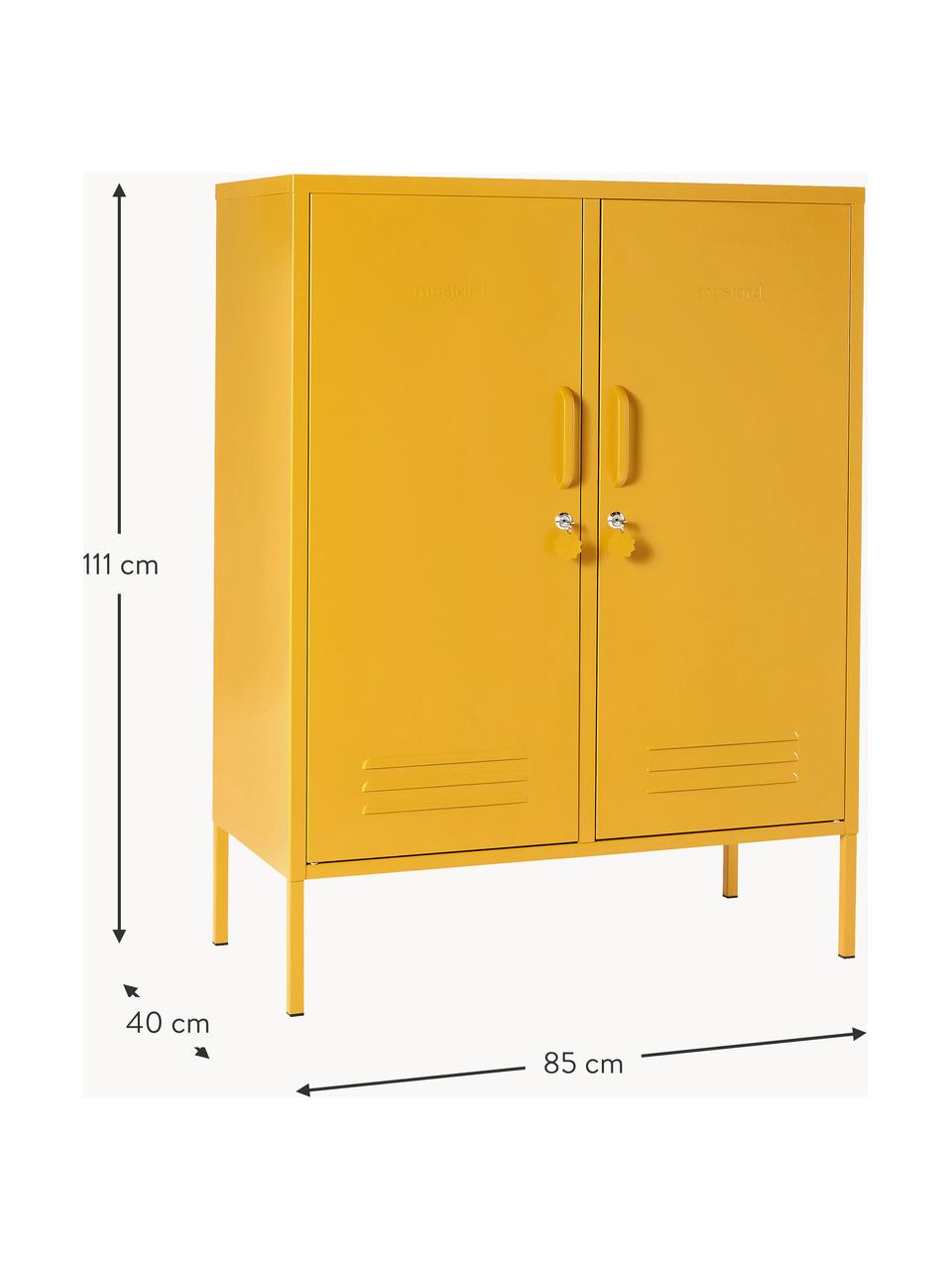 Credenza alta in metallo The Midi, Acciaio verniciato a polvere, Giallo senape, Larg. 85 x Alt. 111 cm