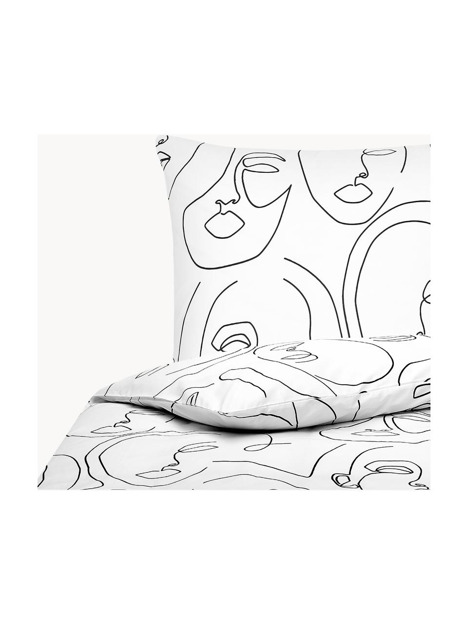 Perkal dekbedovertrek Aria, Weeftechniek: perkal Draaddichtheid 180, Wit, patroon, 140 x 200 cm, 2-delig