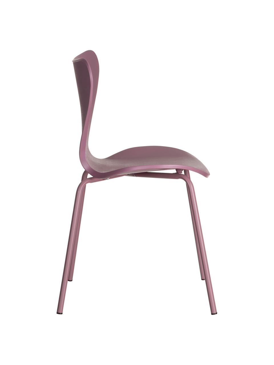 Stapelbare kunsstoffen stoelen Pippi, 2 stuks, Zitvlak: polypropyleen, Poten: gecoat metaal, Paars, B 47 x D 50 cm