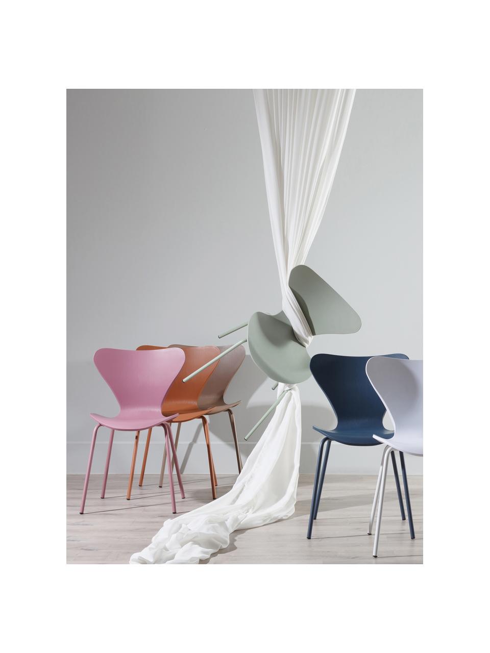 Stapelbare Kunststoffstühle Pippi, 2 Stück, Sitzfläche: Polypropylen, Beine: Metall, beschichtet, Violett, B 47 x T 50 cm