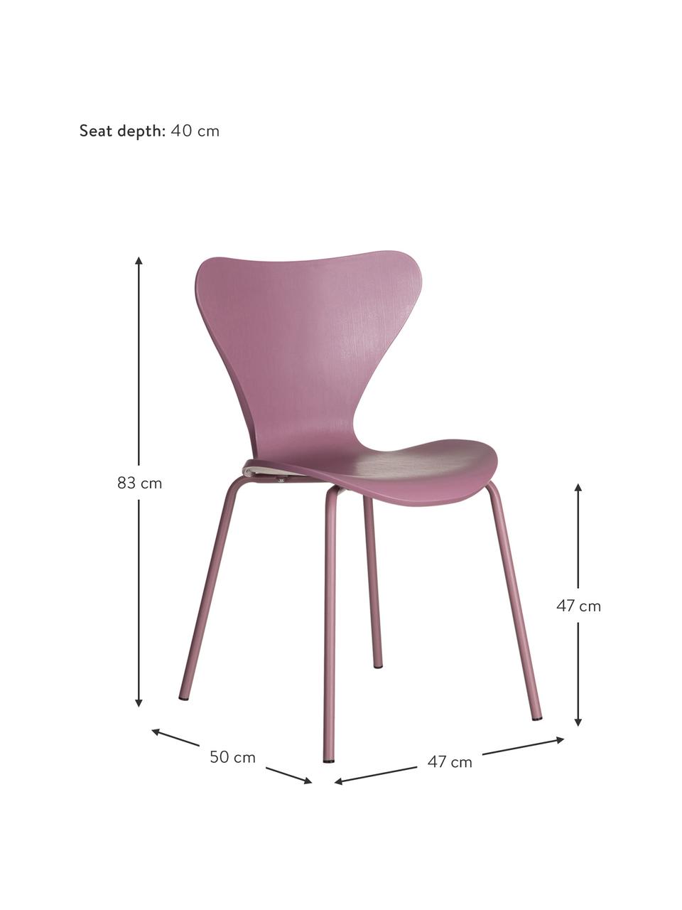 Sedia impilabile in plastica Pippi 2 pz, Seduta: polipropilene, Gambe: metallo rivestito, Viola, Larg. 47 x Prof. 50 cm