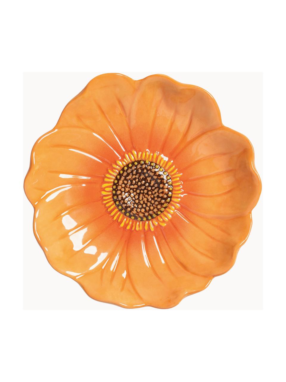 Bol flor dalia Flower, Cerámica de gres esmaltada, Naranja en forma de dalia, Ø 18 x Al 4 cm