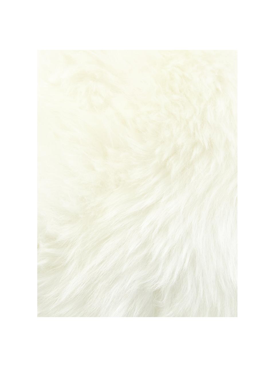 Funda de cojín de piel de oveja Oslo, Parte delantera: 100% piel de oveja, Parte trasera: lino, Blanco crema, An 40 x L 40 cm
