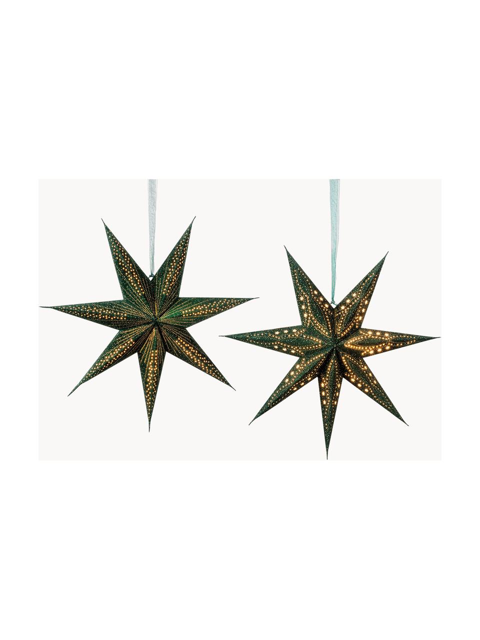 Velké svítící hvězdy Amelia, 2 ks, Papír, Tmavě zelená, Š 60 cm, V 60 cm