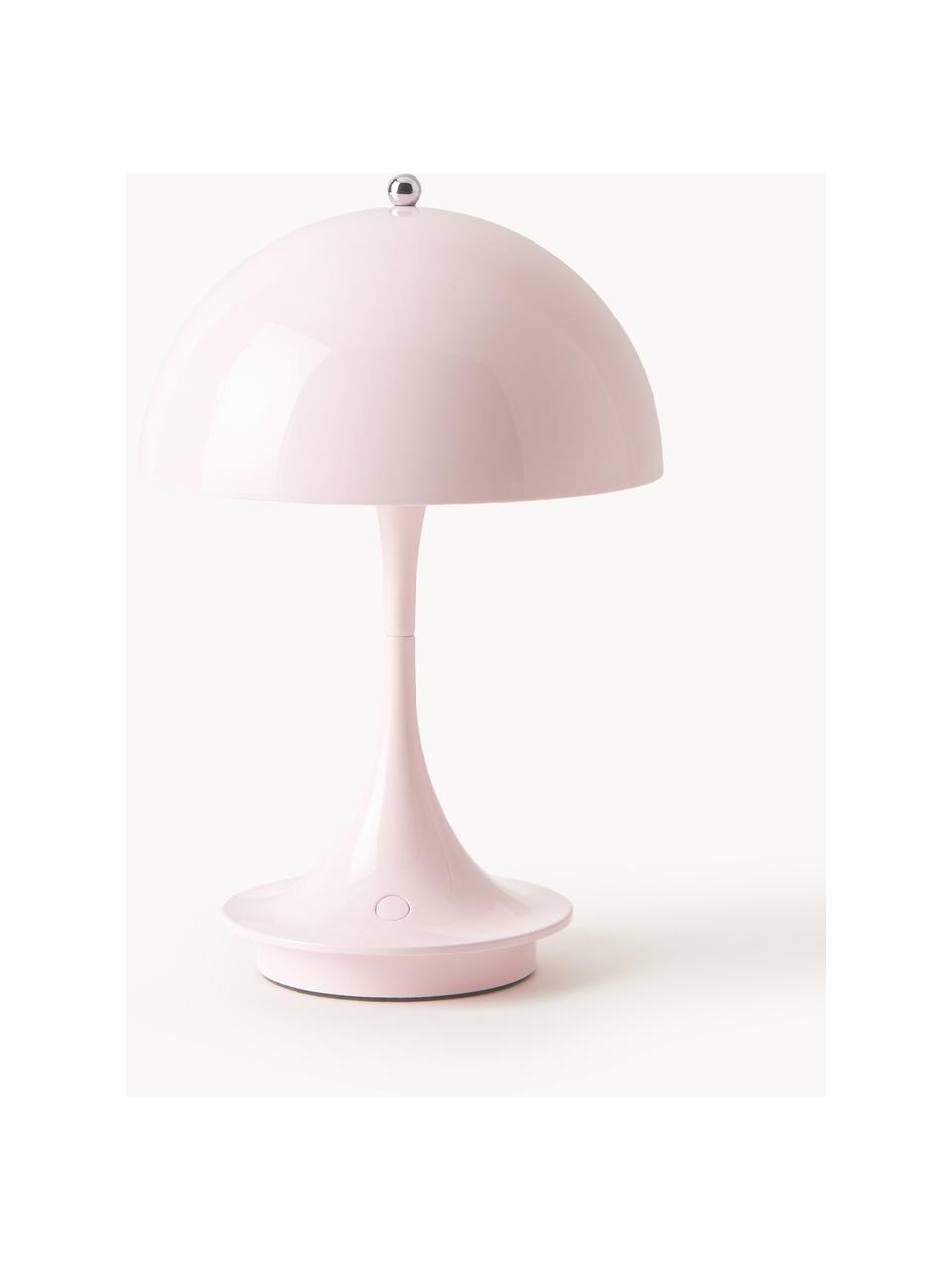 Lampada da tavolo portatile a LED con luce regolabile Panthella, alt. 24 cm, Paralume: acciaio rivestito, Struttura: alluminio rivestito, Acciaio rosa chiaro, Ø 16 x Alt. 24 cm